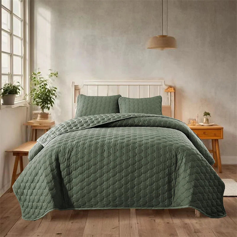 NONECN Lightweight Polyester Cotton Bedspread Coverlet Set With Pillow Shams