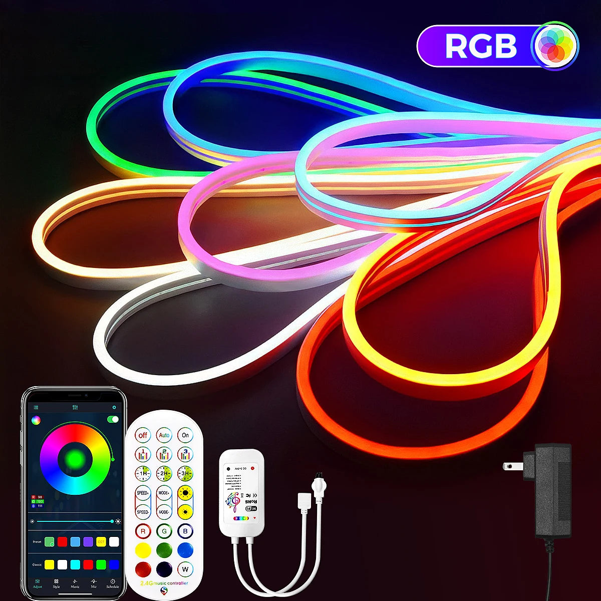 Mexllex Neon WiFi RGB LED Strip Lights Outdoor Waterproof