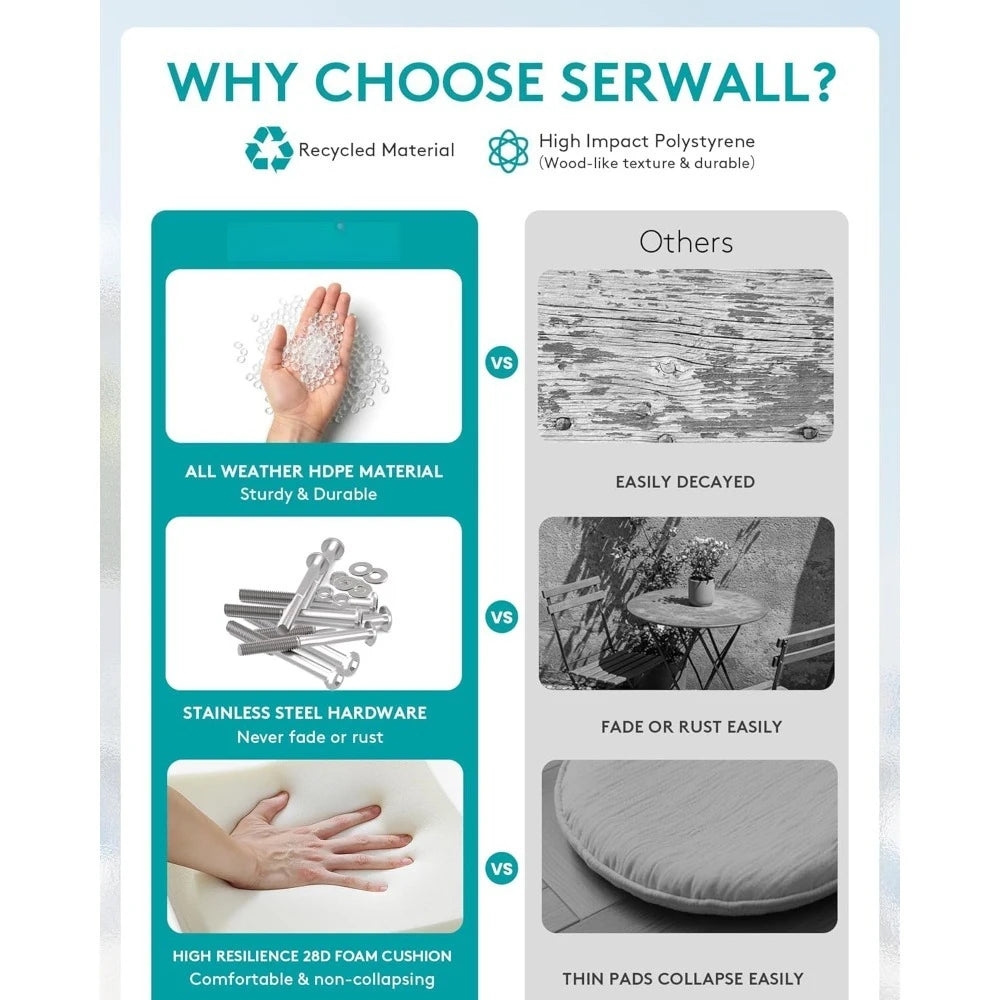 HDPE Outdoor Patio Furniture Set 4 Pieces Sofa Coffee Table