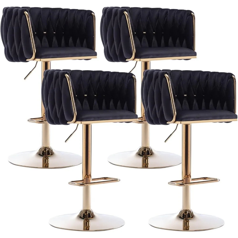 DAFIFY Velvet Swivel Bar Stools Set 4 Adjustable Counter