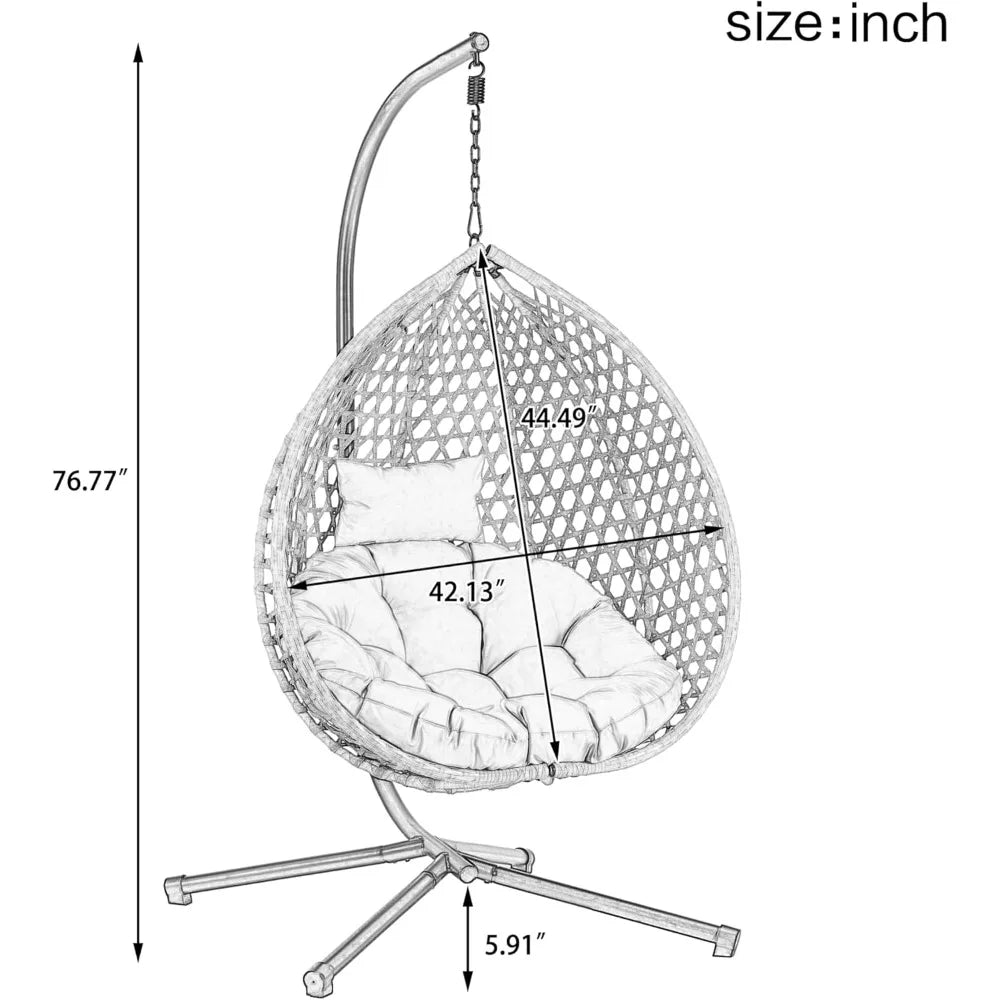 DOONELITH Egg Chair With Stand Outdoor Patio Wicker Swing
