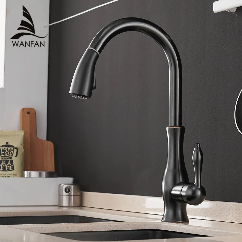 WANFAN Kitchen Faucet Pull Out Single Handle Water Mixer 866011
