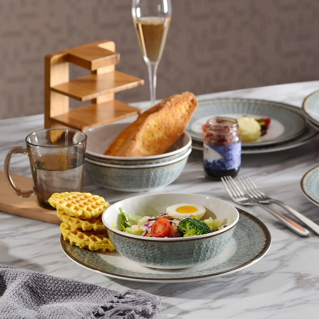 Melamine Dinnerware Sets 12pc For 4 Unbreakable Dishwasher Safe