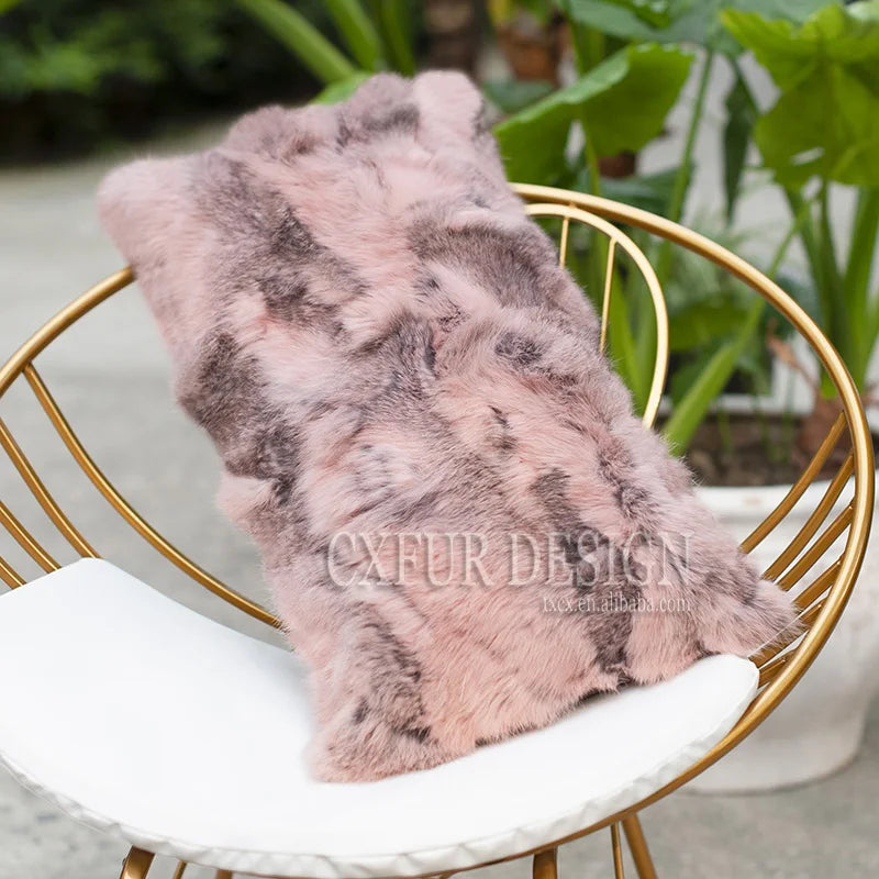 XZWDSICN Natural Rabbit Fur Patchwork Cushion For Sofa