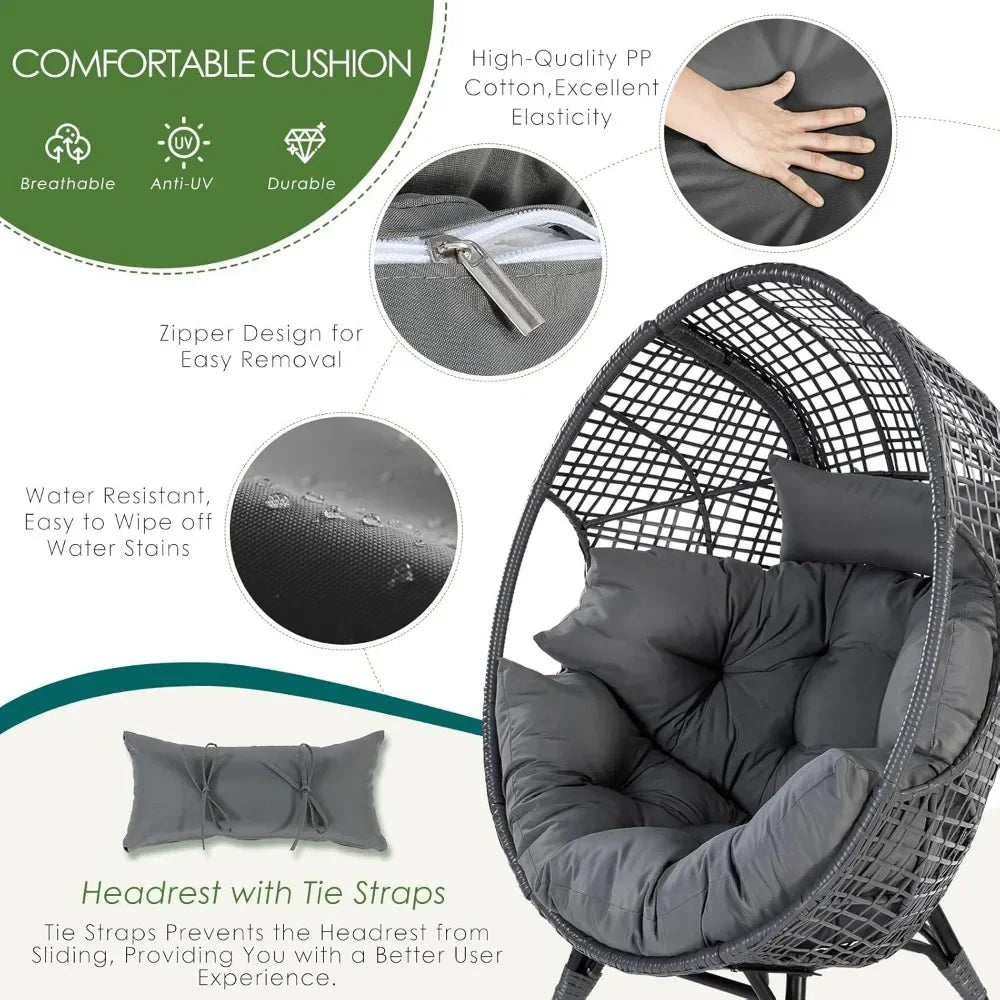 Guangbai Patio Egg Chair Ottoman Indoor Outdoor Lounge