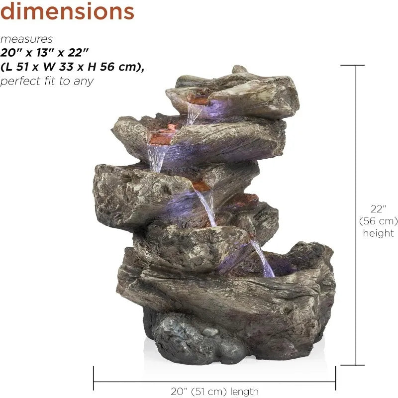 WIN1087 Indoor Outdoor Floor Waterfall Fountain With LED Lights