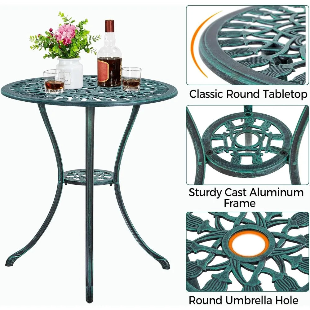 Yaheetech 3 Piece Cast Aluminum Patio Bistro Set Includes Table