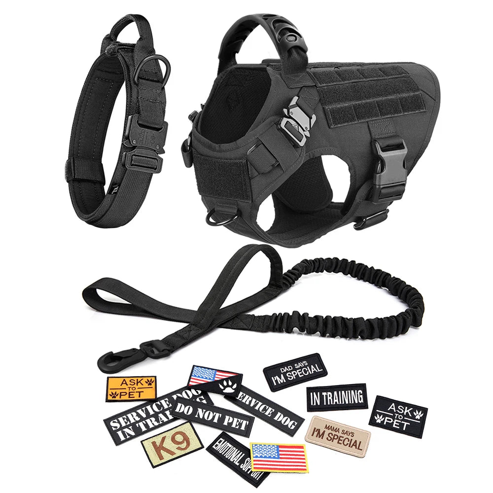 PETRAVELCN Tactical Dog Harness Vest Set With Patches