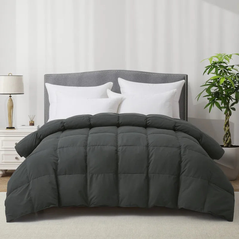 pc Goose Feather Down Comforter, Ultra Fluffy Duvet Insert, 250GSM All Season Blue Luxury Hotel Bed Comforter With Corner Tabs