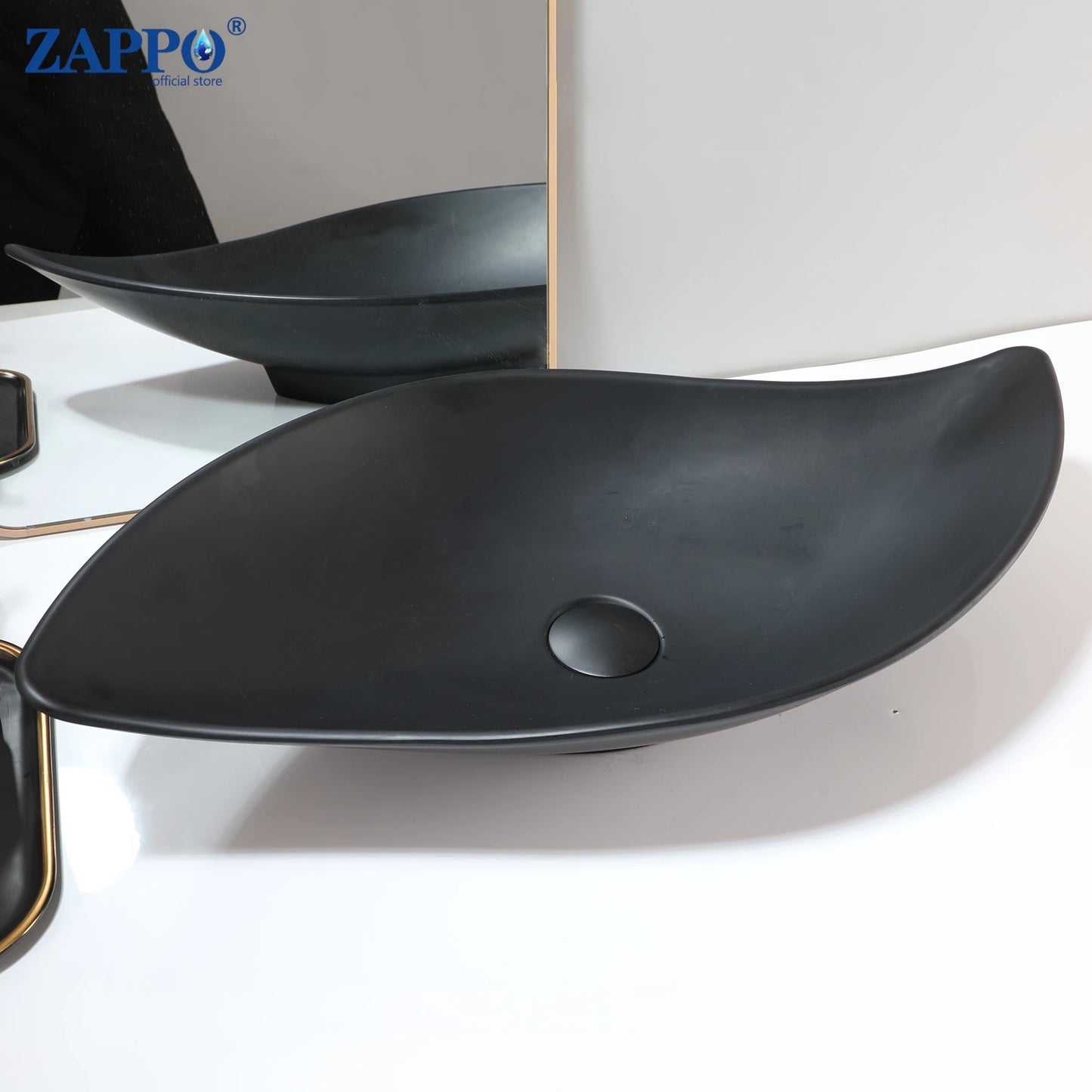 ZAPPO Bathroom Vessel Sink With Drain Bathroom Stone Resin Washbasin Round Above Counter Bowl Sinks for Bar Hotel (No Faucet)