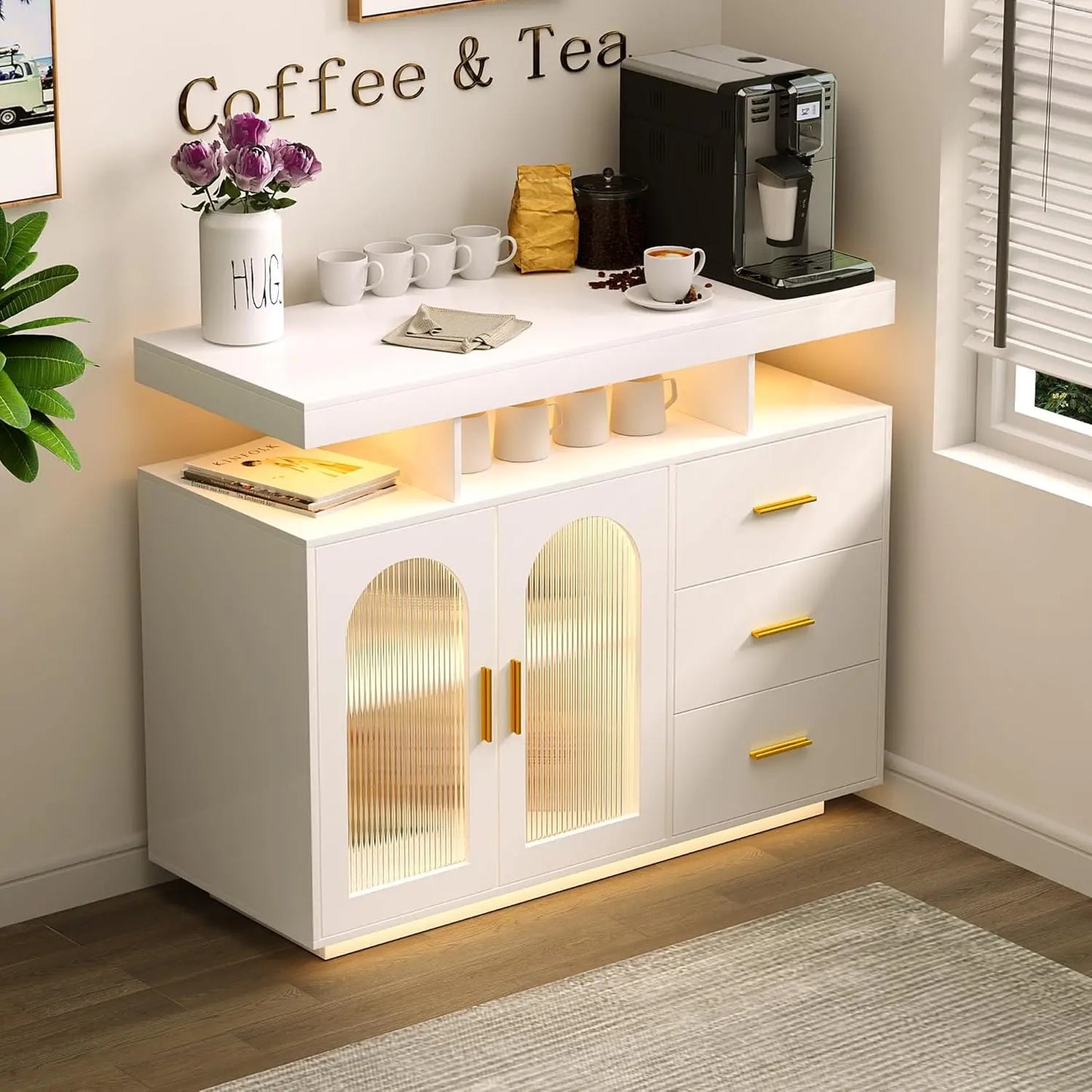 XMSJ Customizable Sideboard Buffet With Charging Station