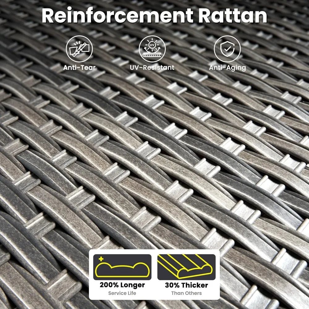 6 Pieces Patio Furniture Set, Outdoor Wicker Sofa Couch with Rocking Swivel Chairs Comfy Cushions, Modern Deep Seat Rattan Conv