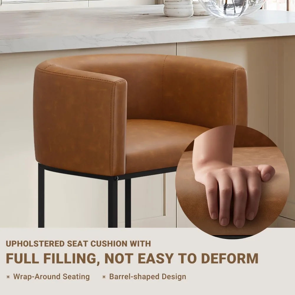 Tongyue Modern Barrel Counter Bar Stools Set Of Two