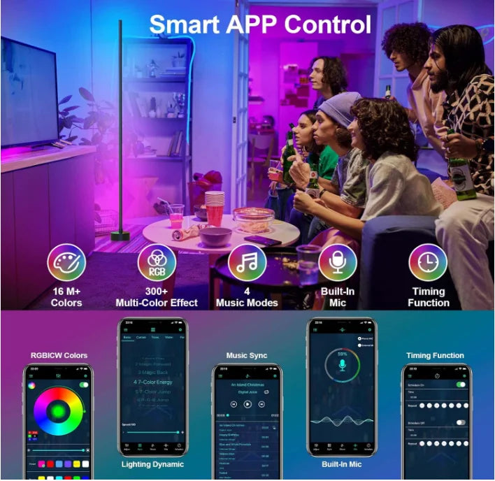 Led Floor Lamp With Changing Lights For Living Room Mood