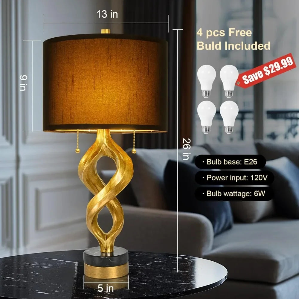 Bulb Sculptural Table Lamp Set of Two With Pull Chains
