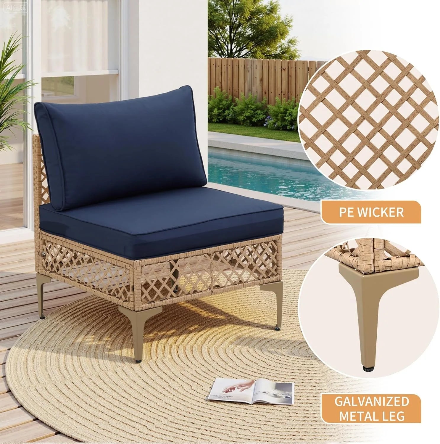 SEOGWISAM Outdoor 7-Piece Wicker Patio Furniture Set With Coffee Table