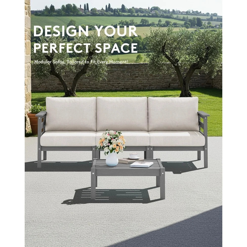 HDPE Outdoor Patio Furniture Set 4 Pieces Sofa Coffee Table