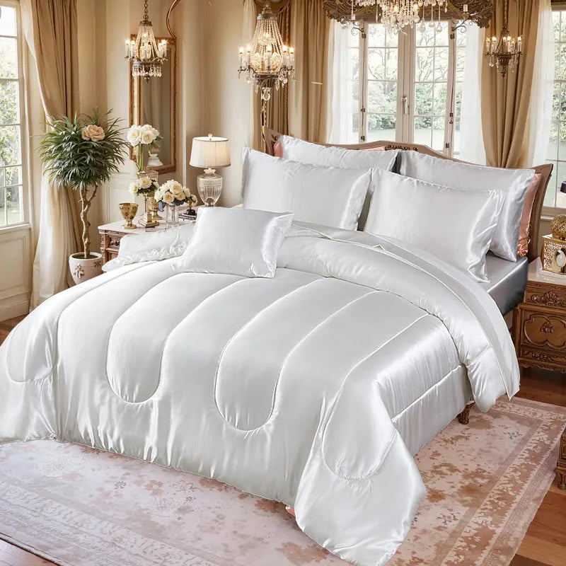 Reversible Silky Satin Bedding Set 3-Piece All Season