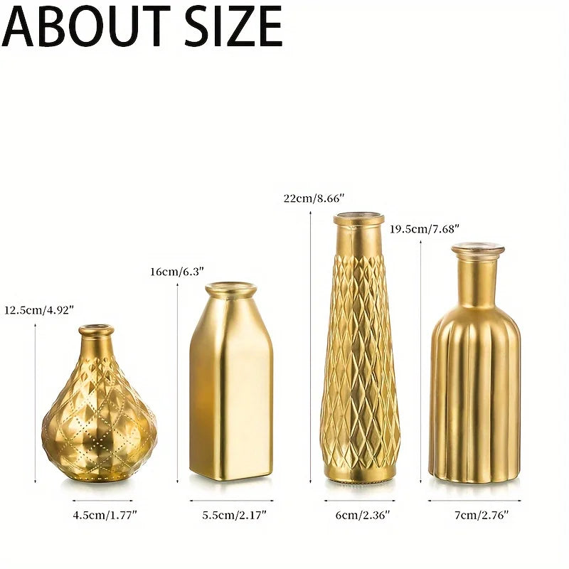 Function Cylindrical Glass Vase With Gilded Finish Centerpiece