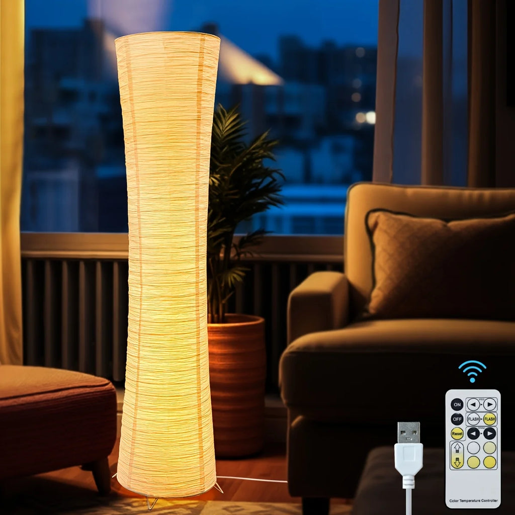 AUKYGGUSH LED Soft Light Floor Lamp Paper Lampshade