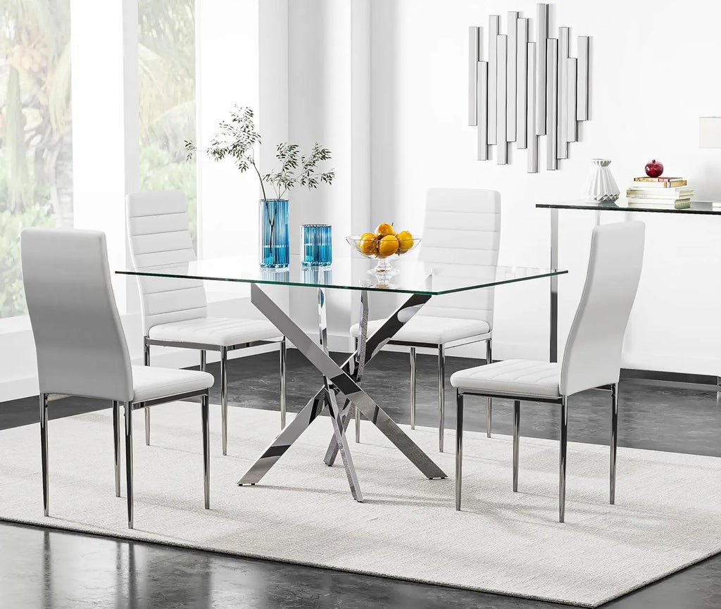 XMSJ 5 Piece Glass Dining Table Set For 4 With Chairs