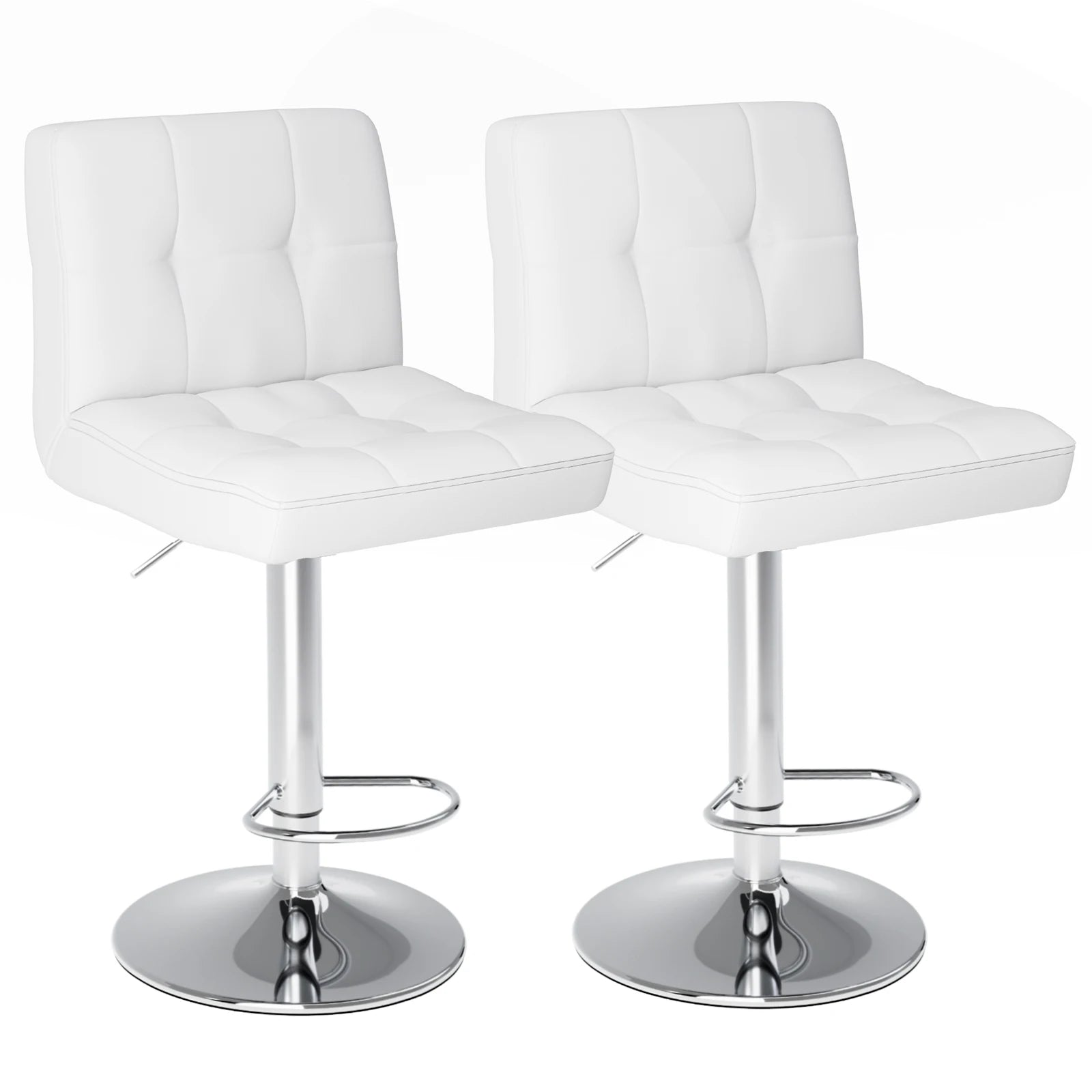 JHK PU Leather Bar Stools Set Of 2 Comfortable Upholstered