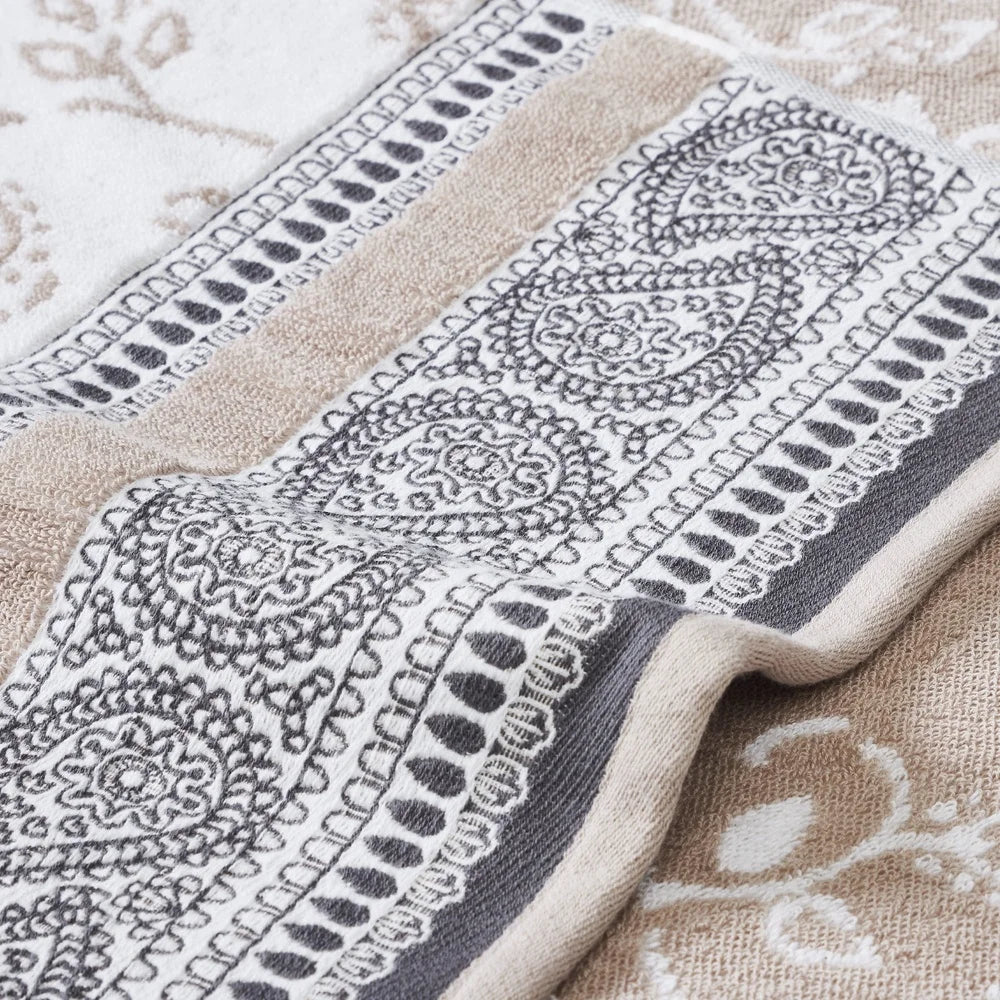 Cotton Bath Towel Set 6-Piece Quick Dry Floral Oeko-Tex Certified