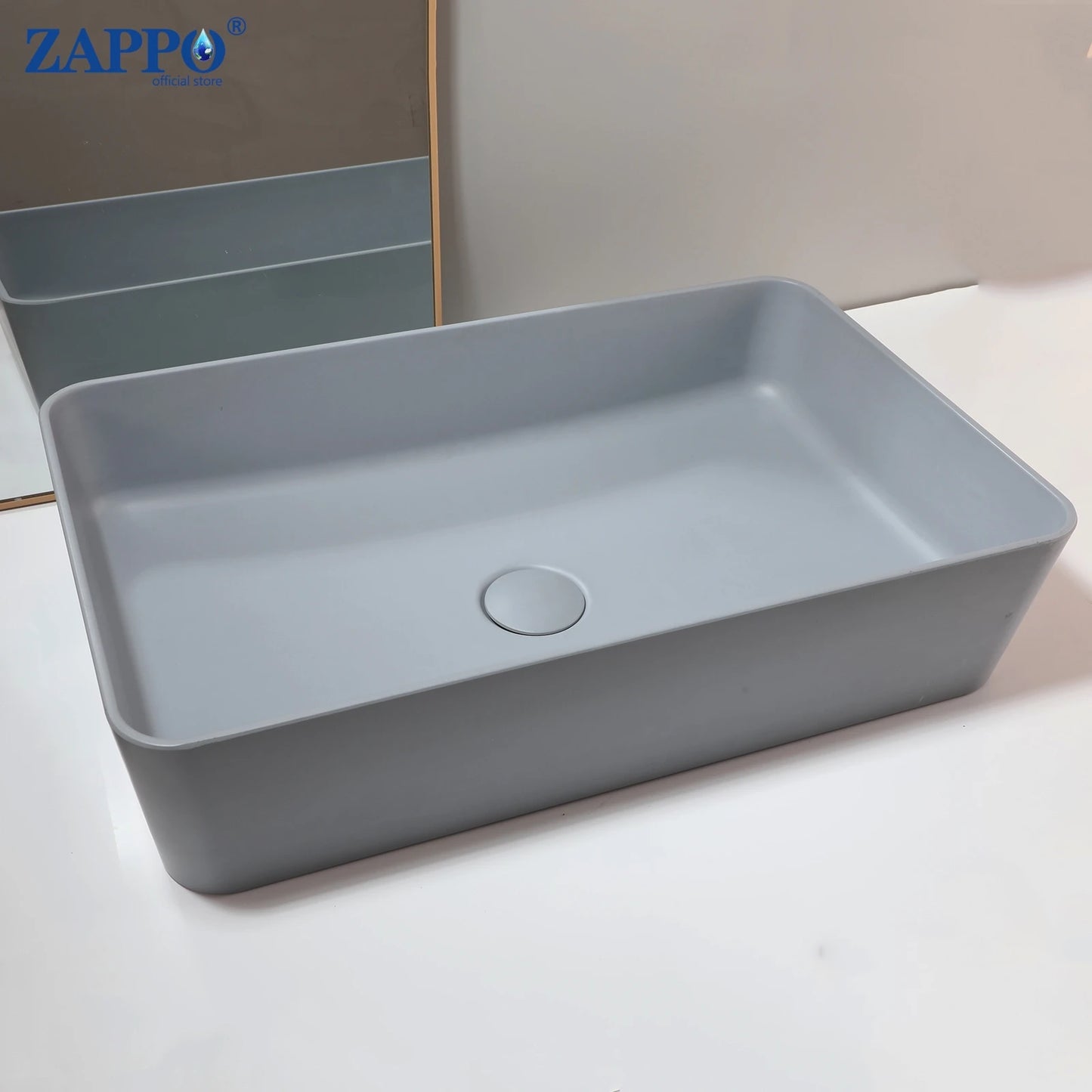 ZAPPO Bathroom Vessel Sink With Drain Bathroom Stone Resin Washbasin Round Above Counter Bowl Sinks for Bar Hotel (No Faucet)