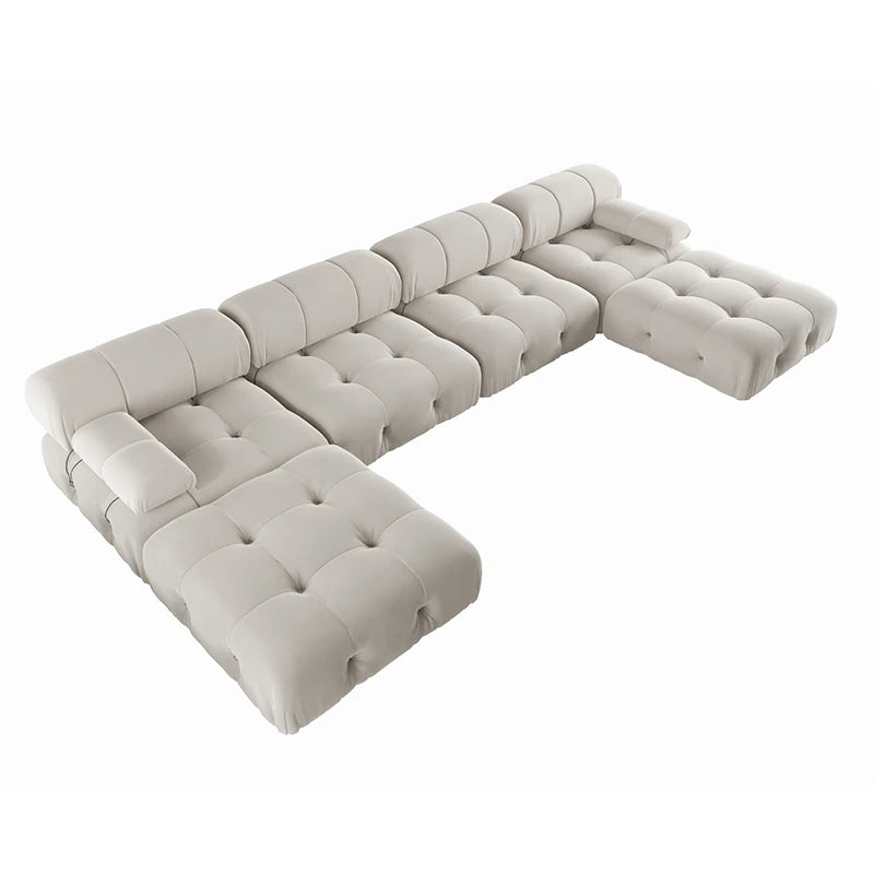 Modern Sectional Sofas Living Room U-Shaped Minimalist Velvet Fabric Large Sofa Couches Luxury 6-Seat Couch with Chaise Ottomans