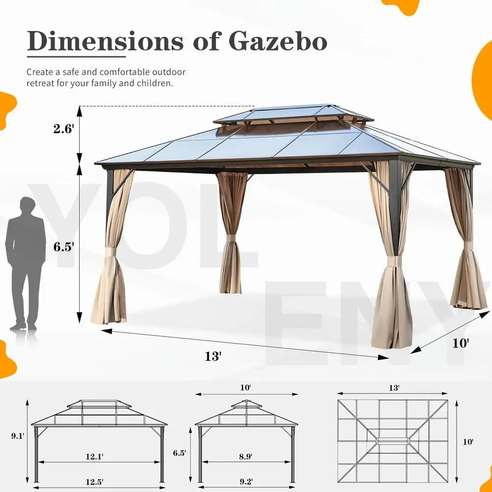 Durable Outdoor Gazebo With Curtains And Mosquito Netting