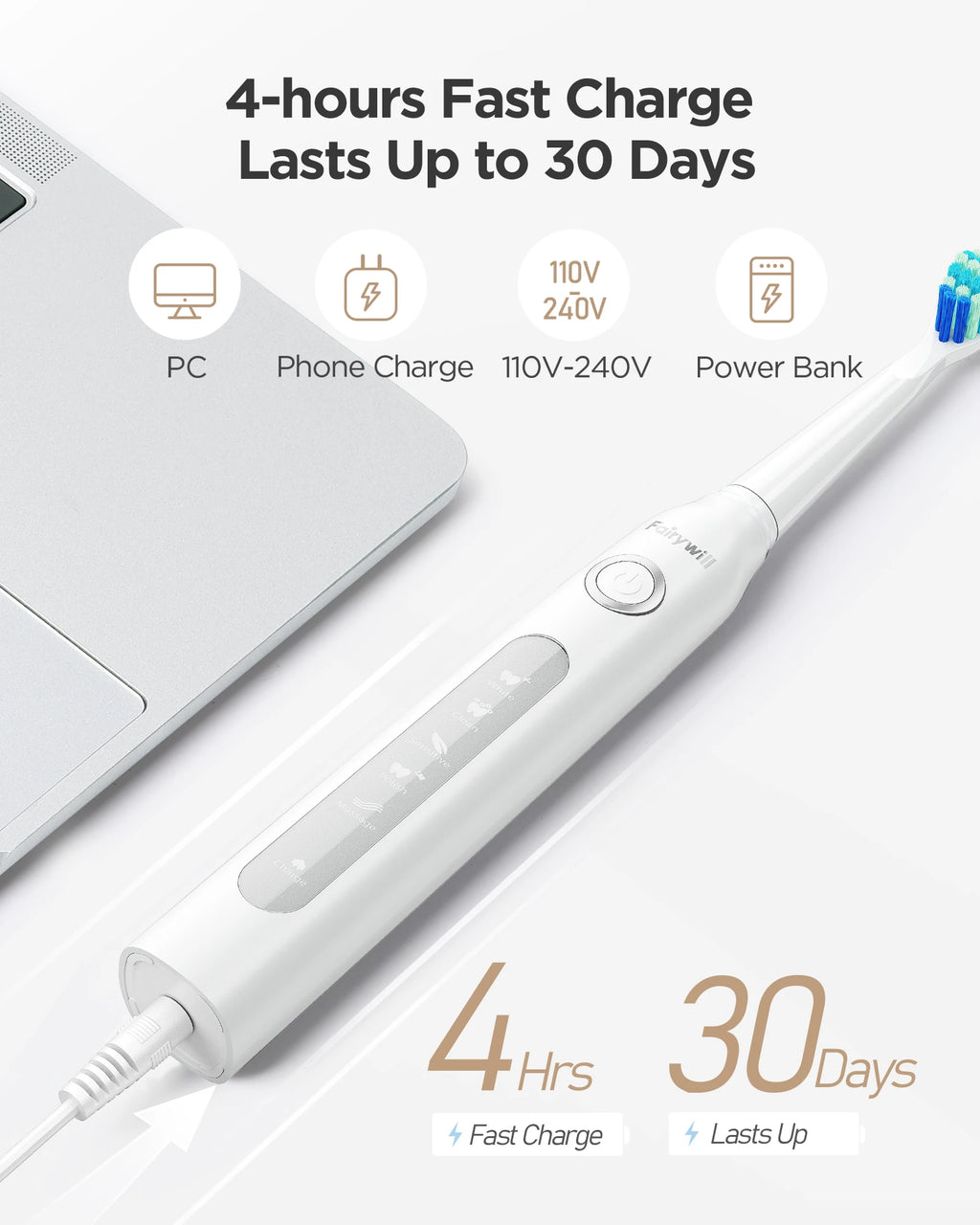 Fairywill Water Flosser And Electric Toothbrush Portable