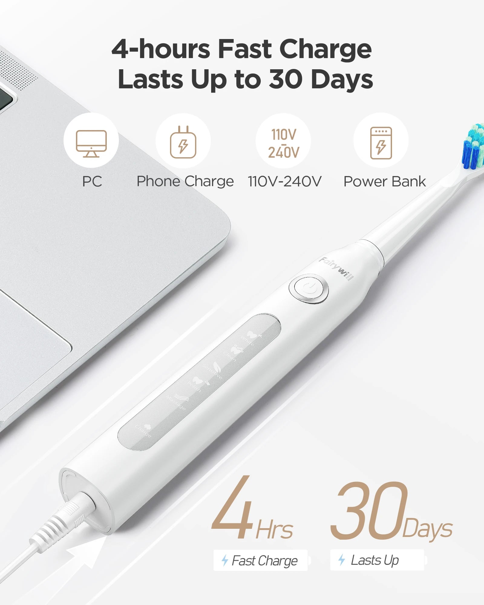 Fairywill Water Flosser And Electric Toothbrush Portable