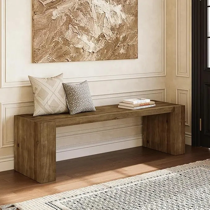 Farmhouse Solid Wood Entryway Bench TV Stand Frame