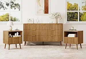 MKDK Black Dresser And Nightstand Set For Modern Bedroom