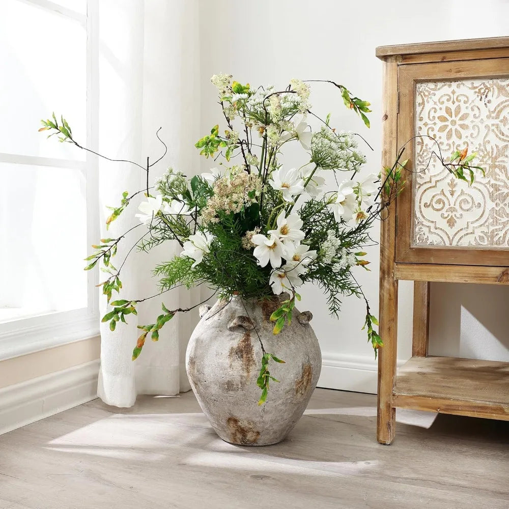 Ceramic Flower Vase With Handles Terracotta Jug Living Room Decor