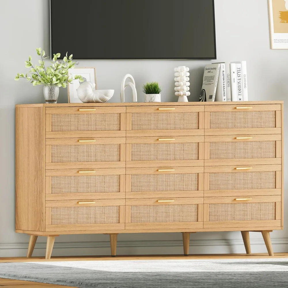 ZHIYONG 12 Drawer Dresser Modern Wooden Chest With Handles